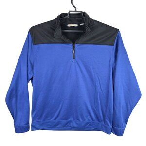 Mens CBUK Cutter & Buck Blue & Black 1/4 Zip Pullover Sweatshirt Polyester XL